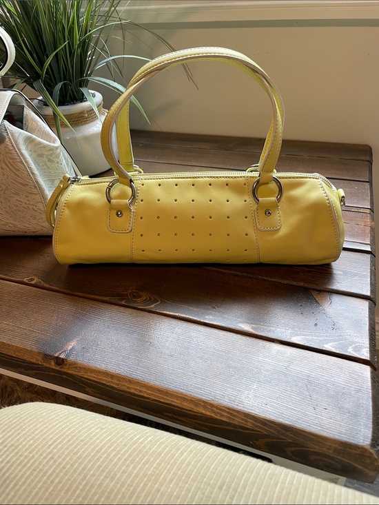 Danier Handbags - Yellow Barrel Satchel Handbag - Danier Leather